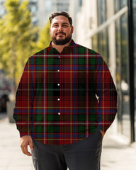 Men's Red Green Plaid Plus Size Long Sleeve Shirt , Button Down Shirt