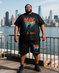 AC/ DC Men's Plus Size T-Shirt & Shorts Suit