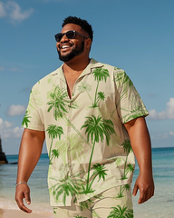 Hawaiian Vacation Style Men's Plus Size Pockets Shirt Shorts Suit