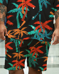 Hawaiian Vacation Style Men's Plus Size Pockets Shirt Shorts Suit