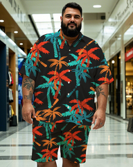 Hawaiian Vacation Style Men's Plus Size Pockets Shirt Shorts Suit