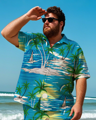 Hawaiian Vacation Style Men's Plus Size Pockets Shirt Shorts Suit