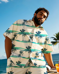 Hawaiian Vacation Style Men's Plus Size Pockets Shirt Shorts Suit