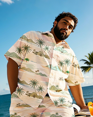 Hawaiian Vacation Style Men's Plus Size Pockets Shirt Shorts Suit