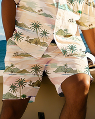 Hawaiian Vacation Style Men's Plus Size Pockets Shirt Shorts Suit