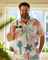 Hawaiian Vacation Style Men's Plus Size Pockets Shirt Shorts Suit