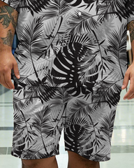 Hawaiian Vacation Style Men's Plus Size Pockets Shirt Shorts Suit