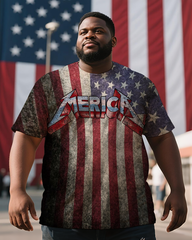 American Flag Men's Plus Size Short Sleeve T-Shirt