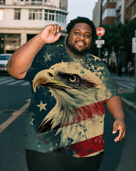 Bald Eagle American Flag Men's Plus Size Short Sleeve T-Shirt