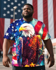 Bald Eagle American Flag Men's Plus Size Short Sleeve T-Shirt