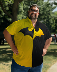 Men's Color Clashing Batman Plus Size Short Sleeve Shirt