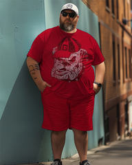 Men's Big Logo University Of Georgia Plus Size T-Shirt Set, Men's Sports Style Suit