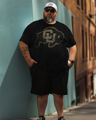 Men's Big Logo University of Colorado Boulder Plus Size T-Shirt Set, Men's Sports Style Suit
