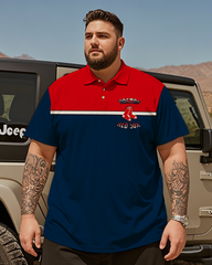 Boston Red Sox Casual Short Sleeve Men's Plus Size Polo Shirt