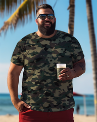 Men's Plus Size Camouflage Printed Short Sleeve T-Shirt