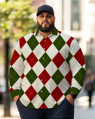 Men's Christmas Candy Plus Size Long Sleeve Shirt