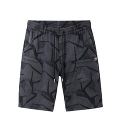 Plus Size Men's Elastic Waist Drawstring Jacquard Shorts