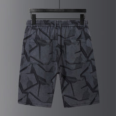 Plus Size Men's Elastic Waist Drawstring Jacquard Shorts