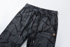 Plus Size Men's Elastic Waist Drawstring Jacquard Shorts