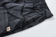 Plus Size Men's Elastic Waist Drawstring Jacquard Shorts