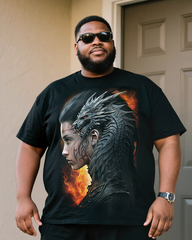 DRACO QUEEN Men's Plus Size T-Shirt & Shorts Sets