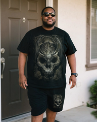 DRACO SKULL Men's Plus Size T-Shirt & Shorts Set