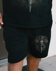 DRACO SKULL Men's Plus Size T-Shirt & Shorts Set