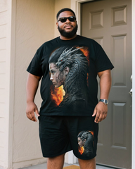DRACO QUEEN Men's Plus Size T-Shirt & Shorts Sets