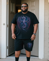 DRAGON BORNE Men's Plus Size T-Shirt & Shorts Set