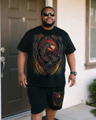 DRAGON FURNACE Men's Plus Size T-Shirt & Shorts Set