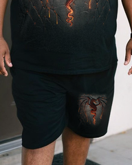 DRAGON FURNACE Men's Plus Size T-Shirt & Shorts Set