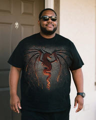 DRAGON FURNACE Men's Plus Size T-Shirt & Shorts Set