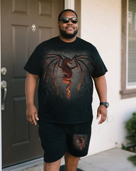 DRAGON FURNACE Men's Plus Size T-Shirt & Shorts Set