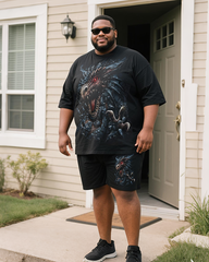 DRAGON'S LAIR Men's Plus Size T-Shirt & Shorts Set