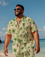 Hawaiian Vacation Style Men's Plus Size Pockets Shirt Shorts Suit