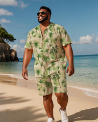 Hawaiian Vacation Style Men's Plus Size Pockets Shirt Shorts Suit