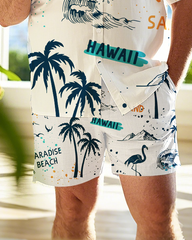 Hawaiian Vacation Style Men's Plus Size Pockets Shirt Shorts Suit
