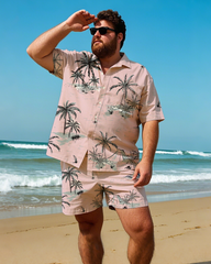 Hawaiian Vacation Style Men's Plus Size Pockets Shirt Shorts Suit