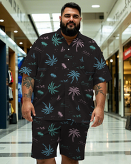 Hawaiian Vacation Style Men's Plus Size Pockets Shirt Shorts Suit