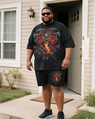FIRE DRAGON Men's Plus Size T-Shirt & Shorts Set