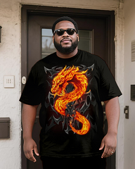 FIRE DRAGON Men's Plus Size T-Shirt & Shorts Set