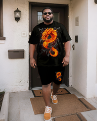 FIRE DRAGON Men's Plus Size T-Shirt & Shorts Set