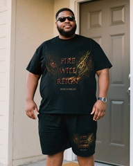 FIRE WILL REIGN Men's Plus Size T-Shirt & Shorts Sets