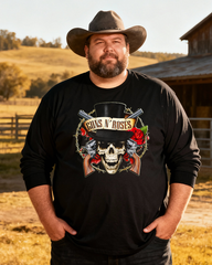 GUN N ROSES Men's Big & Tall Long Sleeve Cotton T-Shirt