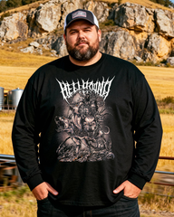 HELLHOUND Men's Big & Tall Long Sleeve Cotton T-Shirt