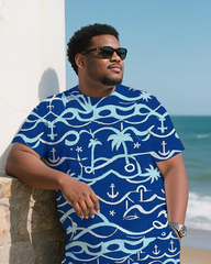 Hawaiian Men's Plus Size T-Shirt & Shorts Suit