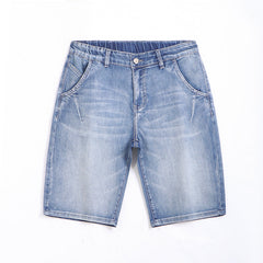 Plus Size Men's Straight Summer Short Jeans, Denim Short Pants