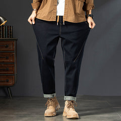 Plus Size Men's Elastic Waist Jeans,Stretch Denim Pants