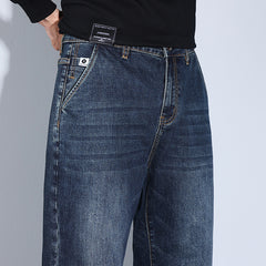Gerade, lockere, elastische Jeans für Herren in Übergröße, Baggy-Stretch-Jeans