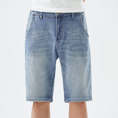 Plus Size Men's Straight Summer Short Jeans, Denim Short Pants